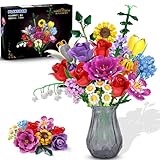 PLAXSOON Blumen Bauspielzeug für Erwachsene, 18 Blumen Valentinstag Rosen Bausteine, Botanical Collection Bauklotz Spielzeug Pflanzen Home Deko 1015 Stück, Geschenk für Freundin Freund Mädchen 6+