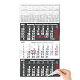 TOBJA 3 Monatskalender 2025 Wandkalender mit Schieber - 'Anthrazit' Kalender 2025 Wandkalender | FSC-zertifiziert, mit Schulferien, Feiertagen & Jahresübersicht | Großformat 56x30 cm (gefalzt!)