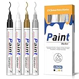 AOSUCO Permanent Marker Wasserfest Stifte, 4 Farben Lackstift Glasmalstifte 2-2,8 mm mittlere Spitze Permanentmarker für Steine Bemalen, Glas, Kunststoff, Metall, Holz, Keramik, Tassen, Reifen
