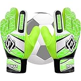 Herenear Torwarthandschuhe Kinder und Jugendliche, Junior Fußballhandschuhe Fußball Torwarthandschuhe, Torwart Fußball Handschuhe mit Fingersave, Stärken Grip und rutschfeste (7, Green)