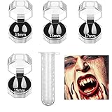 4 Paar Halloween-Vampirzähne mit Klebstoff, Wiederverwendbare Vampirzähne für Halloween-Party, Cosplay, Anziehzubehör, Requisiten, Dekoration, Geschenk (13/15/17/19 mm)
