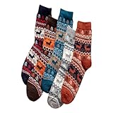 BIISDOST Herren-Wollsocken, warm, gestrickt, Vintage-Socken für Herren, Thermosocken, dicke Thermosocken, 5 Paar Strumpfhosen, violett, Einheitsgröße