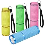 Kssvzz 4 Stück Mini LED Taschenlampe, Taschenlampe Kinder mit 9 LED, Wasserdicht Taschenlampe Klein mit Gummigriff für Notfall, Outdoor, Camping