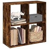 Homgoday Raumteiler Bücherregal Bürotrennwand Standregal Bücherschrank Aufbewahrungregal Büroregal Raumteilerregal für Wohnzimmer Büro Räuchereiche 69,5x29x69,5 cm