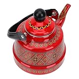 TOPBATHY Wasserkocher Aus Emaille Teekessel Zusammenklappbar Auto Schwanenhals Reisewasserkocher Richards Spender Pfeifender Teekessel Sofortig Retro Thermal- Rostfreier Stahl Rot