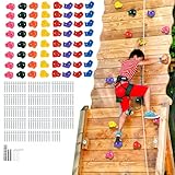 VEVOR 72 Klettergriffe Felswand, Kletterfelsen in verschiedenen Größen und Farben, Kletterwandgriffe mit Montagezubehör, 200 kg belastbare Kletterwandgriffe für Spielplätze im Innen- und Außenbereich