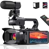 Videokamera 6K Camcorder 64MP 18X Digitalzoom Vlogging Kamera mit IR Nachtsicht für YouTube, HD Webcam Camera WiFi Videokamera mit 4500mAh Akku, SD-Karte, Stabilisator, Mikrofon und 2,4G Fernbedienung