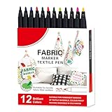 Generisch Stoffmarker - 12/24 Farben Stoffmalfarbe Marker | Waschbare Textilmalstifte Für Schuhe Baumwolle Polyester Wäsche Graffiti Outdoor Haushalt Keramik