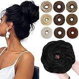SEGO Haarteil mit Gummiband Große Dutt Haarteile Haargummi mit Haaren Extensions Pferdeschwanz Zopf für Damen (55 G) Naturschwarz