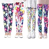 XM-Amigo 4er Pack Kinder Mädchen Hosen Blumenmuster Stretch Leggings (8-9 Jahre)
