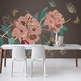 Goldgeprägte Linie Pfingstrose 3D Tapete Poster Restaurant Schlafzimmer Wohnzimmer Sofa TV Dekorative Wand-350cm×256cm