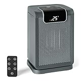 Amazon Basics Elektrische Heizung, tragbarer Keramik-Heizlüfter, 70° Oszillation, 1800W, 25cm, Grau