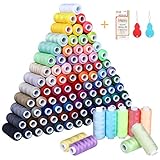 SOLEDI Nähgarn set für Nähmaschine 100 Farben - Overlock Garn 230 Meter (250 Yard) /Rollen - Faden 900g 100% Polyester Mit 16 Nadeln und 2 Nadel Einfädler Nähset