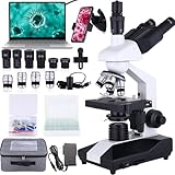 Herwicm Duplex Trinokular Mikroskop, 40X-5000X Vergrößerung, Forschung Grade, Professionelles Labormikroskop mit LED-Beleuchtung, USB-Kamera, Kunststoff, LED, Trinocular Microscope 02