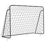 SONGMICS Fußballtor für Kinder, Fußballnetz, schnelle Montage, für Garten, Hof, Park, Strand, Eisenrohre, PE-Netz, 215 x 76 x 150 cm, Schwarz SZQ215BK