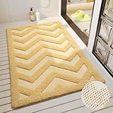 Surwin Duschmatte rutschfest, Einfaches Design Duschmatten PVC Luffa Badewannenmatte für Nassbereiche Pflegeleicht Schnell rutschfeste Trocknend Fußmatte (Welle Gelb,45x75cm)