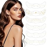 6 Stück Glitzer Gesicht Sommersprossen Tattoo, Tattoos wasserdichte temporäre, Goldene Sterne, Punkte und Herzen, Festival Freckles, Henna Freckles Tattoo Folie für Musikkarneval, Party