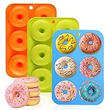 Donutform, 3 Stücke Donut Backform, 3 Farben Donuts Backform, Wiederverwendbar Bagel Backform, Donatsbackform Geeignet zum Backen von Kuchen Cupcakes Keksen Bagels (Grün + Orange + Blau)