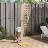 Keyroto Gartendusche Dusche Pool Dusche für den Außenbereich aus Polyrattan und Akazienholz Beige 50 x 55 x 224 cm