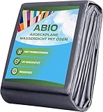 Abio Abdeckplane 2x3m Grau 110g/M² Wasserdicht Plane mit Ösen Tarp Abdeckplane Gewebeplane Schutzplane Zeltplane Bauplane Garten Holz Gartenmöbel Camping Grau 110g/M² 2x3m
