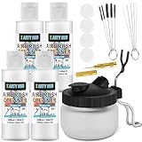 X ARTY HUB Airbrush Reinigungsset, 4 * 120 mL Airbrush Reiniger und Airbrush Reinigungstopf, Leistungsstarke Reinigung von Wasser- und Acrylpigmenten, für Airbrushes & Andere Künstlerische Werkzeuge