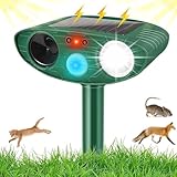 Joomouney Katzenschreck Garten, Ultraschall Katzenschreck Garten Solar Tierschreck Ultraschall Fuchsschreck mit PIR Sensor & Blitz, IPX4 Wasserdicht Outdoor Schädlingsbekämpfer für Rasen Hof Garten