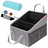 Boyfa Rücksitz Organizer - Made in Europe - Auto Organizer mit vielen Fächer & Mikrofasertuch - Kinder Aufbewahrungsbox für Autositz & Beifahrersitz