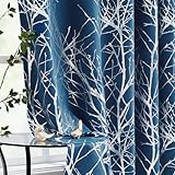 Fmfunctex Verdunkelungsvorhänge für Schlafzimmer, 137,2 cm lang, Ösenvorhänge für Wohnzimmer, Baumzweigfolie, wärmeisoliert, Fenstervorhang, Paneele, 2 Paneele
