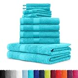 BaSaTex - 10er Pack Handtuch Komplett-Set - Frottee-Handtücher mit Aufhängeschlaufe 4X Handtuch, 2X Duschtuch, 2X Gästetuch, 2X Waschhandschuh Öko-Tex Made in Green Zertifiziert - Silber