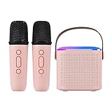 Funien Mini-Karaoke-Maschine, tragbares Mikrofon und Soundbox-Set, Heim-KTV-BT-Lautsprecher mit 2 Mikrofonen, kabelloser Heim-Außenlautsprecher, wiederaufladbare Sprachbox und Handmikrofon,
