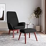 UTSRABFA Massagesessel Ohrensessel Massage Chair Liegesessel Relaxsessel mit Hocker Schwarz Stoff Geeignet für Balkone, Wohnzimmer, Büros, Empfangsbereiche