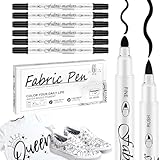 6 Stück Schwarz Textilstifte Waschmaschinenfest,TextilmalstifteDual-Tip-Stoffmarker Permanent,StoffStifteWaschfestTextilmarker,Textilmarker schwarz zum Personalisieren von Hemden,TaschenTextilien