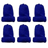 MIJOMA 6 Stück Set Eierwärmer-Strickmütze, Eiwärmer aus Strick, gestrickte Eierwärmermützen für Frühstückseier, Mini-Mütze Bastelbedarf, Geschenkidee Geburtstag (Dunkelblau)