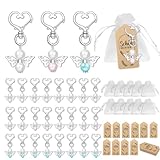 Fouvin 24 Stück Gastgeschenke Taufe, Gastgeschenke Hochzeit Schutzengel + Organza Beutel + Kraftpapier Anhänger für Hochzeit Taufe Kommunion Konfirmation Gast Geschenk