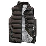 SSDXY Herren Wattierte Baumwollmischung Herbst Winter Warme Weste Mantel Tops Jacke Casual Lose Ärmellos Solide Slim Warm Outwear, Kaffee-Mantel, 3XL Plus