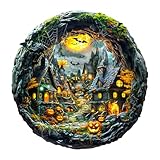 Jigfoxy Holzpuzzle Erwachsene, 3D Halloween Nacht Holz Puzzle Erwachsen,einzigartiges Holztierpuzzle, Familie und Freunde L-34 * 33.6cm-290pcs