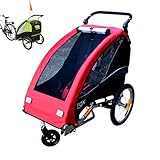 PAPILIOSHOP FOX – Klappbarer Kinderwagen und Fahrradanhänger für 1 Kind, Multifunktional als Jogger und Kinderanhänger, Ideal für Outdoor-Aktivitäten und Familienausflüge (Rot)