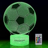 DREAMOON Fußball Nachtlicht, Fußball Spielzeug für Jungen, 3D Lampe mit 16 Farben Ändern und Fernbedienung, Spaß Herren Gadget Geschenkideen, Geschenk für Kinder Mädchen Jungen