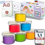 Valy&Oli® Knete - Extraweiche Vegane Bio Knete ab 1 2 3 Jahren [inkl. Knetvorlagen] Made in Germany - 100% Sicher & Schadstofffrei - Fördert Kreativität & Entwicklung - XL Set 6×100 g