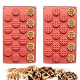 Waffelformen aus Silikon, 2 Stück, Set mit 18 Mulden, Mini-Waffelformen aus Silikon, Backform für Waffeln, antihaftbeschichtet für Kekse und Schokolade