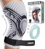 AREST Kniebandage mit Kompressionsband für Damen und Männer - Kompression Kniestütze mit Seitenstabilisatoren für Meniskus und Arthrose - Bandage Knie Sport (M)