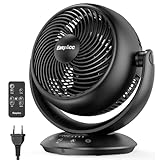 EasyAcc Ventilator Leise, 25dB Tischventilator sehr Leise, 90° Auto-Oszillation Horizontal und Vertikal 3D Turbo Ventilator mit Fernbedienung, 3 Geschwindigkeiten, 2-12H Timer für Schlafzimmer-Schwarz
