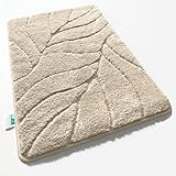 Floordirekt Badteppich - extra flauschig & schnelltrocknend - Badezimmerteppich mit rutschhemmender Rückseite - Badematte Duschvorleger (Maris) (Ivory, 80 x 150 cm)