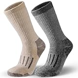 Pleneal Wollsocken für Damen und Herren – dicke Thermosocken, warm, gemütlich, Winterstiefelsocken, Wandersocken, 2 Paar, Schwarz und Kaffee, Einheitsgröße