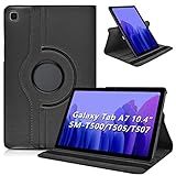 KATUMO Hülle für Samsung Galaxy Tab A7 10.4 Zoll 2022/2020 (SM-T500/T505 / T507) Tablet Hülle mit 360° Rotation Ultra Dünn Standfunktion Schutzhülle Leder Book Cover Case, Schwarz