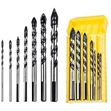 Fliesenbohrer Glasbohrer Set, 7 Stück Fliesenbohrer Set für Porzellan, Keramik, Fliesen, Beton, Ziegelwand, Glas, Spiegel, Mauerwerk und Holz (3,4,5,6,8,10,12mm,1 Satz)
