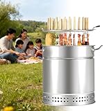QianCruxtacy Tragbarer Rauchfreier Holzkohlegrill, Vertikaler Hänge-Kebab-Grill Aus Edelstahl Für Drinnen Und Draußen, öl-Holzkohle-Trennung Und Rauchfrei-Technologie, Für Camping Und Garten RS30