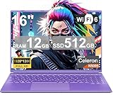2025 Gaming Laptop 16 Zoll Win11 12+512GB SSD Unterstützung 2TB(HDD-2TB) 1920x1200 Notebook 4-Core Celeron N5095 (bis 2.9GHz) Laptop mit Nummerntastatur WiFi Mini HDMI Deutscher Tastaturschutz-Lila