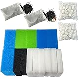 beaufan Aquarium Filter Medien Set Kompatibel mit Juwel Bioflow 3.0 M (2 Blaue Feinstsponge, 2 Blaue Grobsponge, 2 grüne Sponge, 2 Aktivkohle-Sponge, 6 Filterwatte, 2 Kohlefilter, 2 Kerami