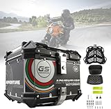 Aluminium Motorrad Topcase, 36l 45l 55l 65l Motorrad Heck Box Motorrad Aufbewahrungsbox Motorrad Reise Helm Koffer wasserdichte Motorrad Heck Box Mit Sicherheitsschloss, One Color, F-55L